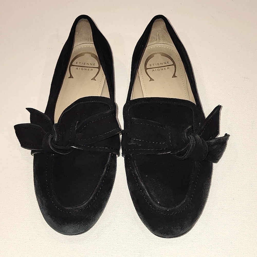 Etienne Aigner Black Chiara Bow Loafers Size 8 M S8184